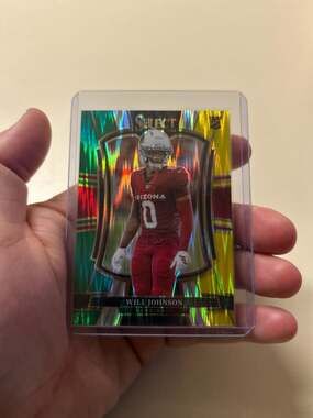 2023 Panini Select Will Johnson Cardinals Premier Level Green and Yellow Prizm R